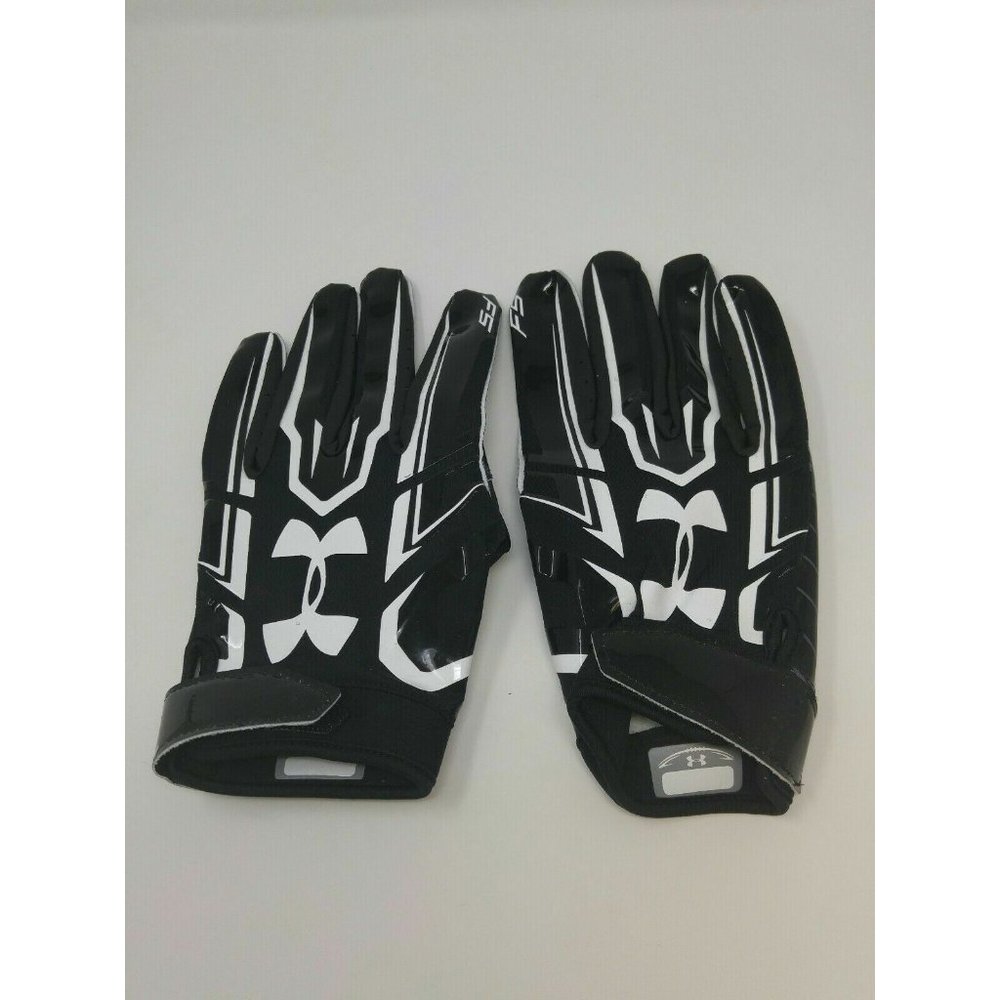 New Under Armour Men's Black/Black/White WR Football Gloves - Size 2XL